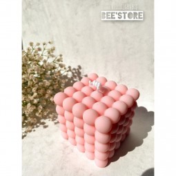Bubble kaars cube (roze)
