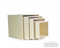 Set vierkante houten boxen